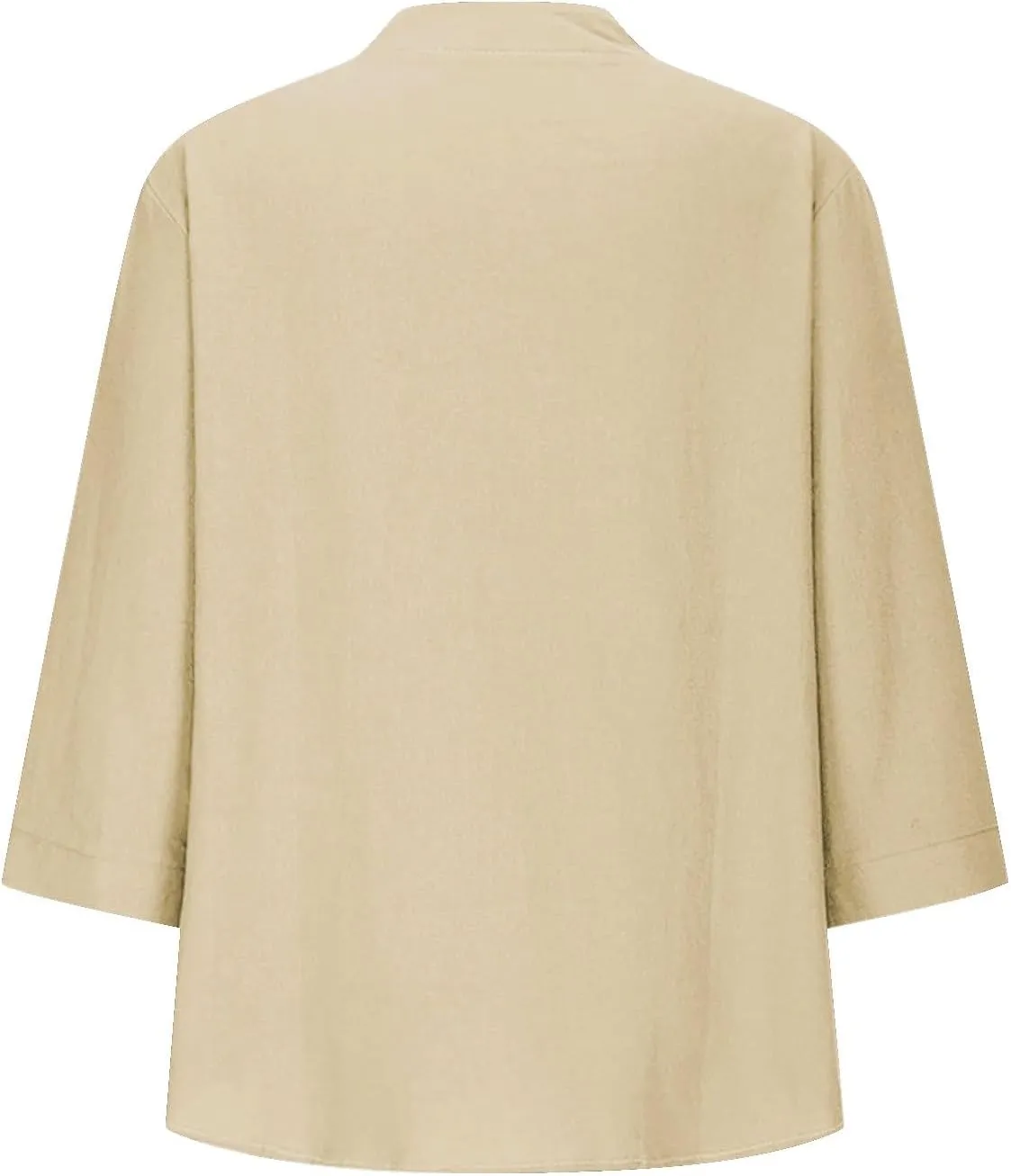 Womens Linen Shirts 3/4 Length Sleeve Casual Dressy Blouses Lightweight Gauze Boho Beach T Shirts Loose Tunic Tops