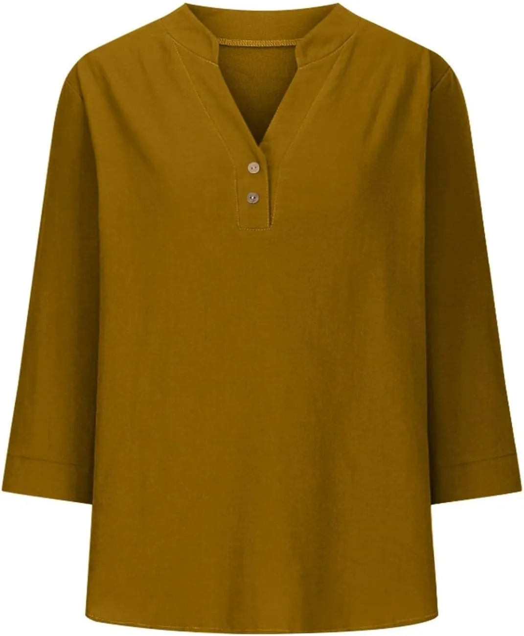 Womens Linen Shirts 3/4 Length Sleeve Casual Dressy Blouses Lightweight Gauze Boho Beach T Shirts Loose Tunic Tops