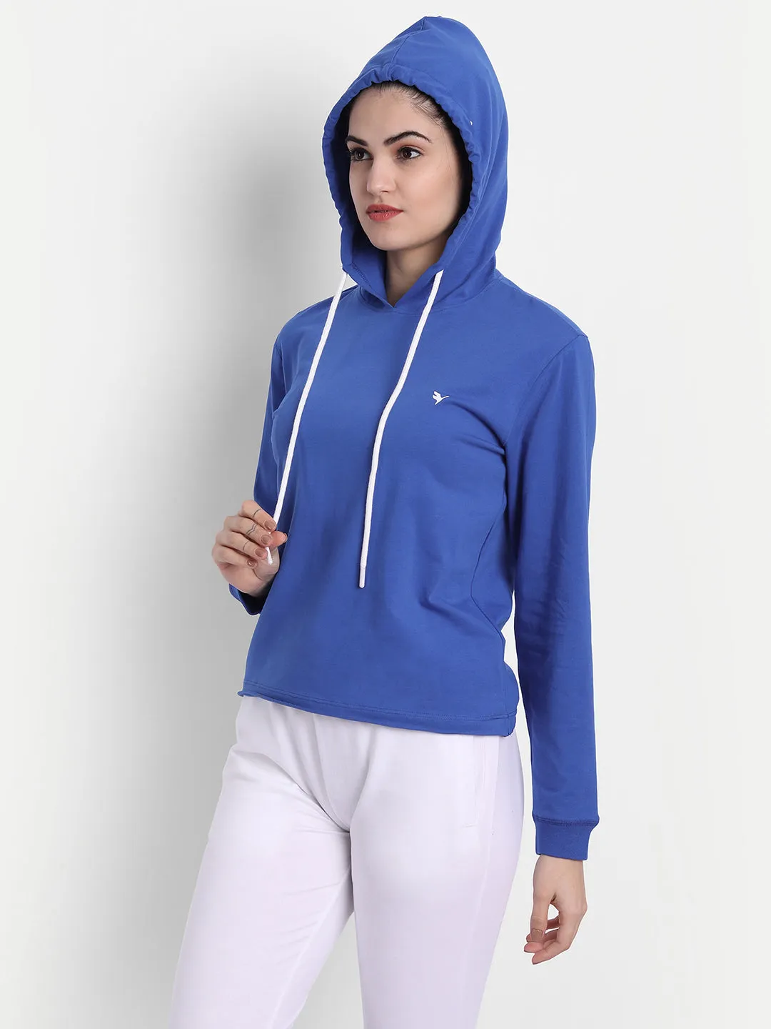 Womens Premium Cotton Solid Hooded Sweat-Shirts