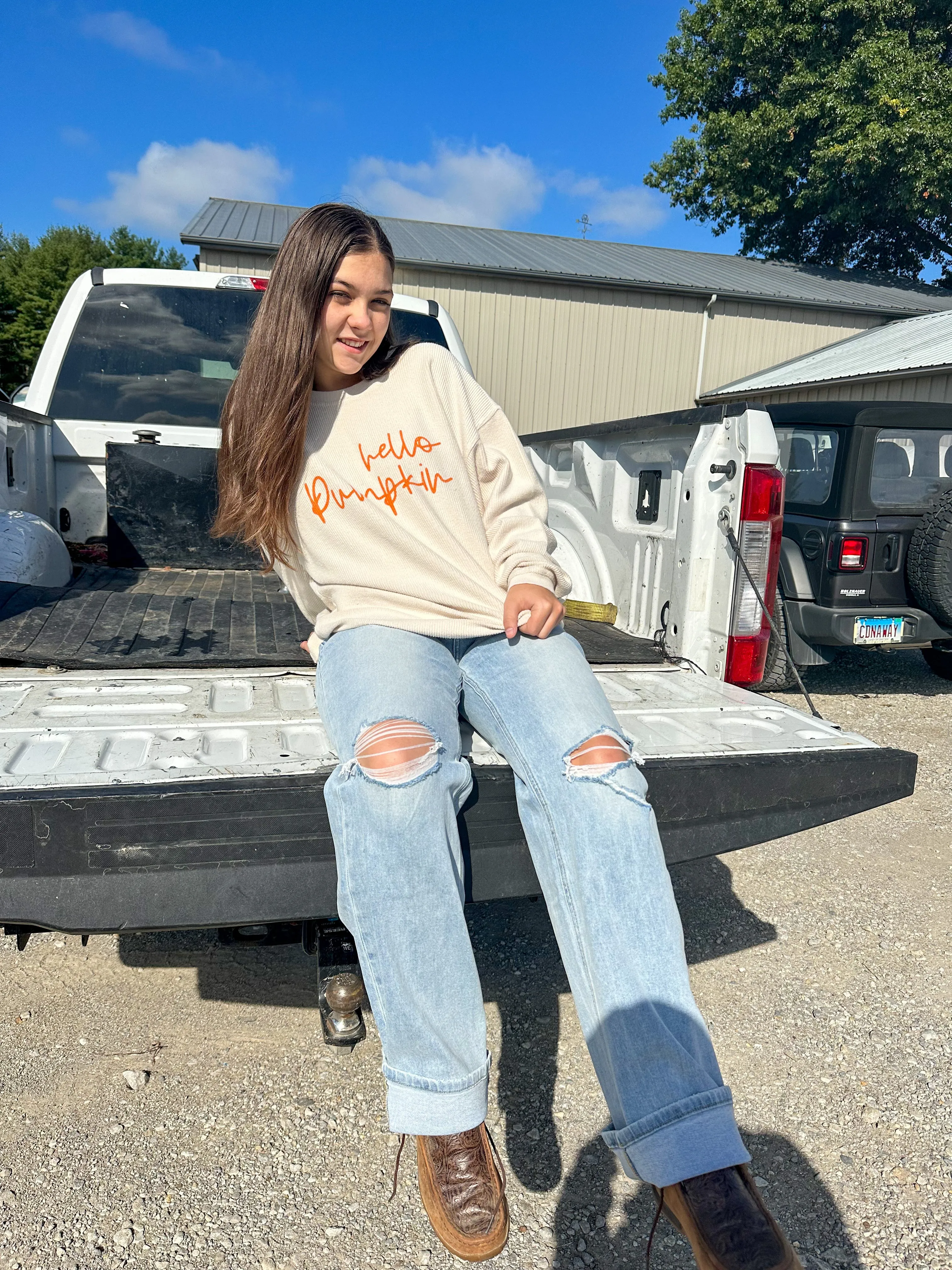 Women's "Hello Pumpkin" Corded Sweatshirt
