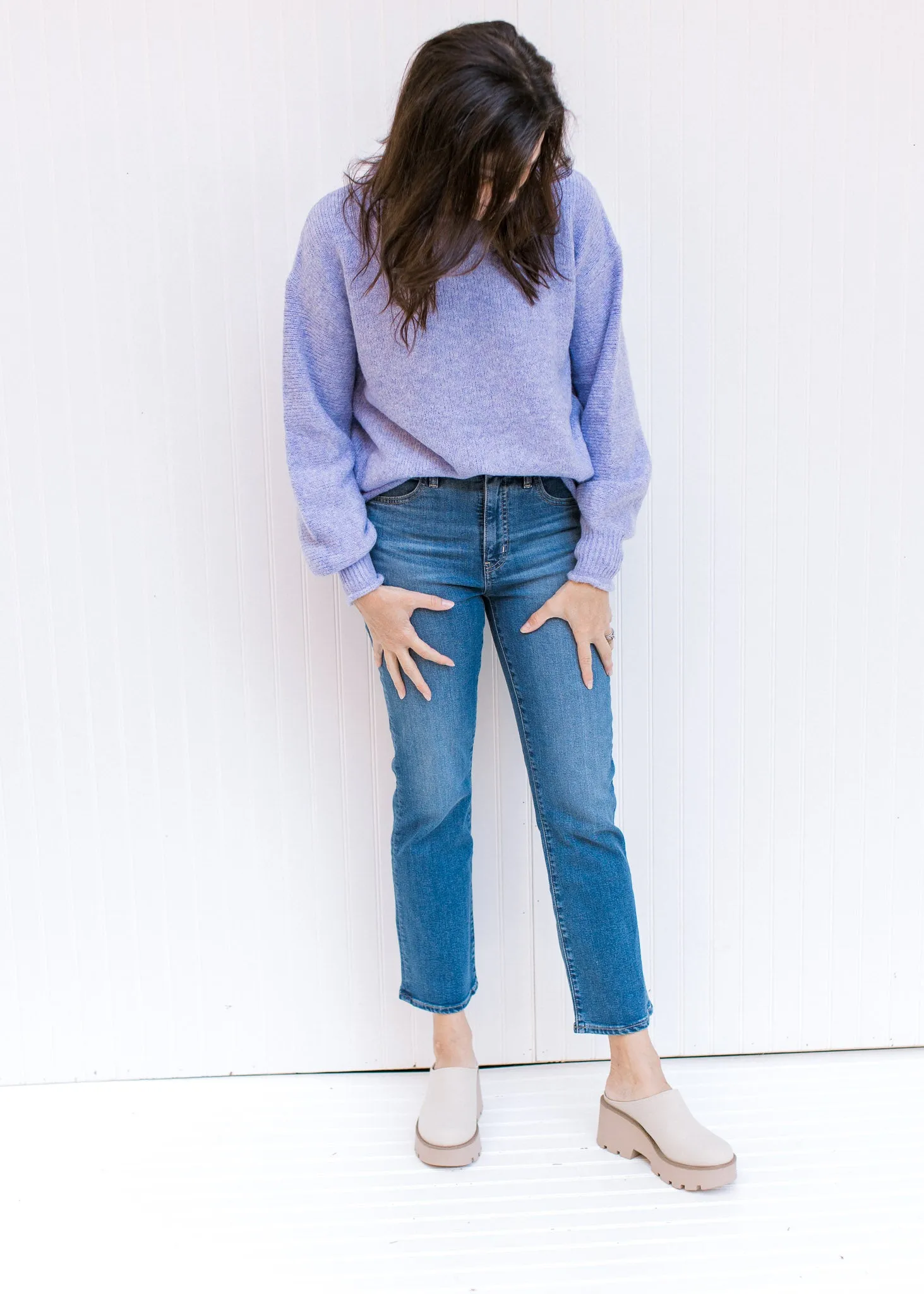 X Lavender Rolled Hem Sweater