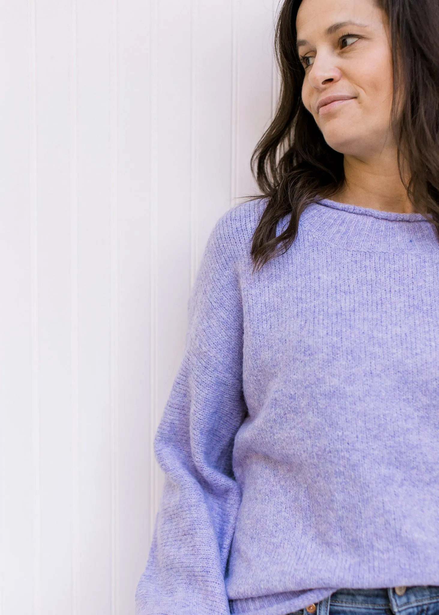 X Lavender Rolled Hem Sweater