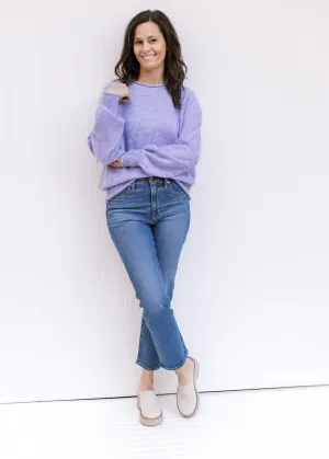 X Lavender Rolled Hem Sweater